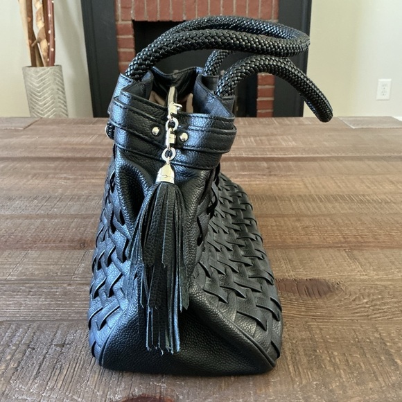 Cole Haan Genevieve Leather Weave Large Tote Bag Suede Interior - Picture 9 of 14